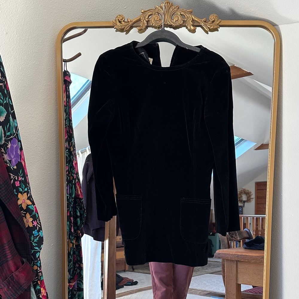 Vintage velvet Black Long Sleeve Dress